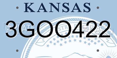 3GOO422 Kansas License Plate