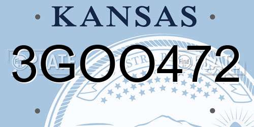 3GOO472 Kansas License Plate
