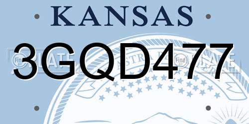 3GQD477 Kansas License Plate