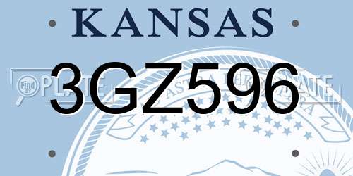 3GZ596 Kansas License Plate