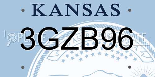 3GZB96 Kansas License Plate