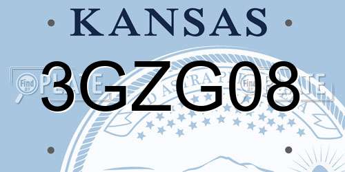 3GZG08 Kansas License Plate