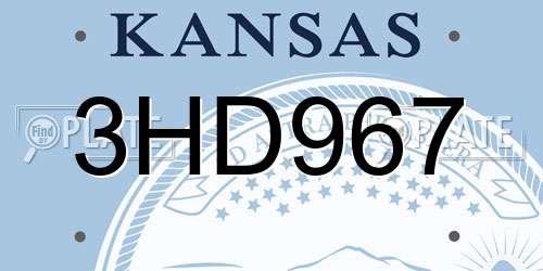 3HD967 Kansas License Plate