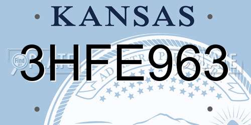 3HFE963 Kansas License Plate