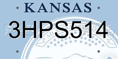 3HPS514 Kansas License Plate