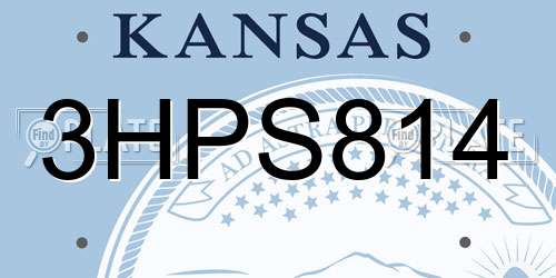 3HPS814 Kansas License Plate