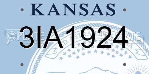 3IA1924 Kansas License Plate