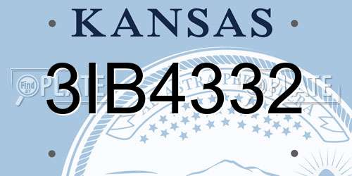 3IB4332 Kansas License Plate