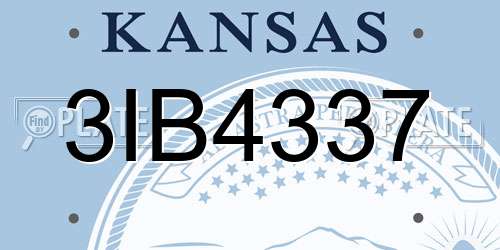 3IB4337 Kansas License Plate