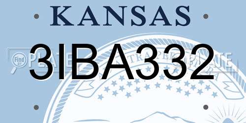 3IBA332 Kansas License Plate