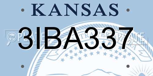 3IBA337 Kansas License Plate
