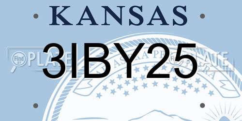 3IBY25 Kansas License Plate