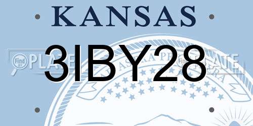 3IBY28 Kansas License Plate