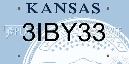 3IBY33 Kansas License Plate