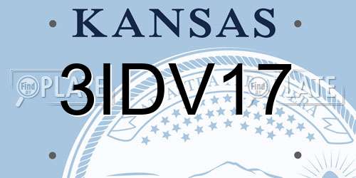 3IDV17 Kansas License Plate