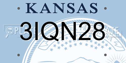 3IQN28 Kansas License Plate
