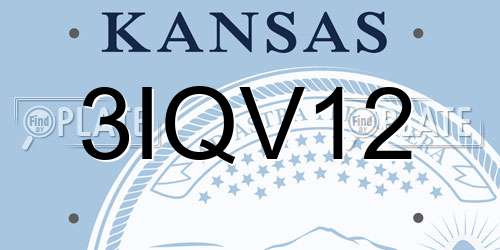 3IQV12 Kansas License Plate