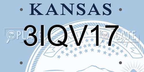 3IQV17 Kansas License Plate
