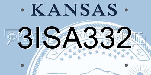 3ISA332 Kansas License Plate