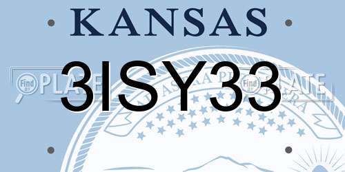 3ISY33 Kansas License Plate