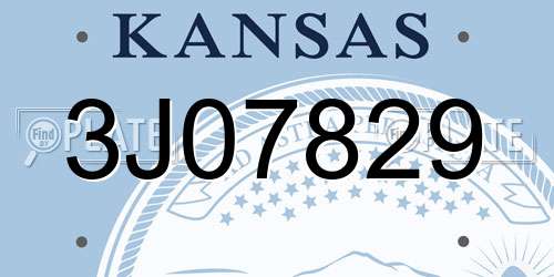 3J07829 Kansas License Plate