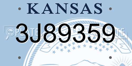 3J89359 Kansas License Plate