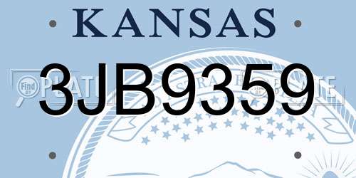 3JB9359 Kansas License Plate