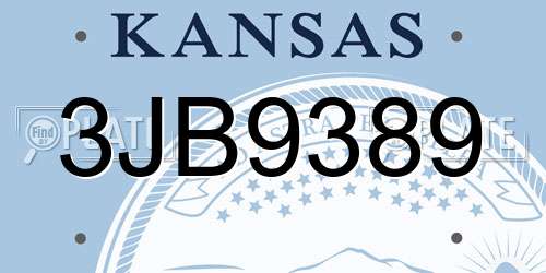 3JB9389 Kansas License Plate