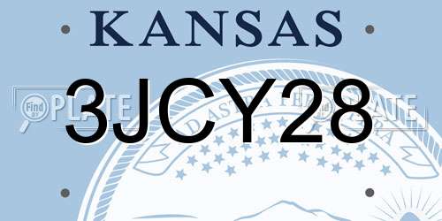 3JCY28 Kansas License Plate