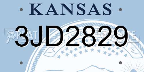 3JD2829 Kansas License Plate
