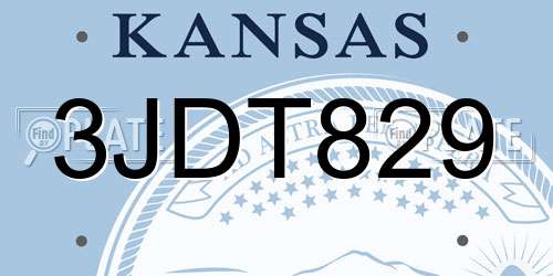 3JDT829 Kansas License Plate