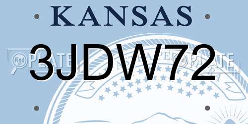 3JDW72 Kansas License Plate