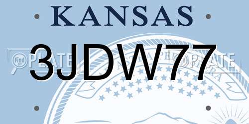3JDW77 Kansas License Plate