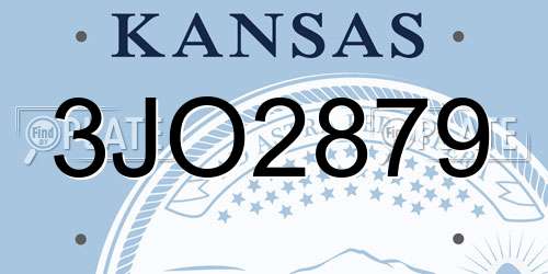 3JO2879 Kansas License Plate