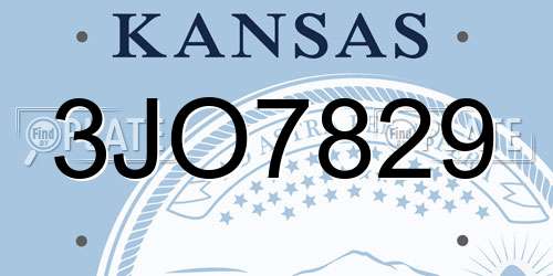 3JO7829 Kansas License Plate