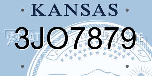 3JO7879 Kansas License Plate