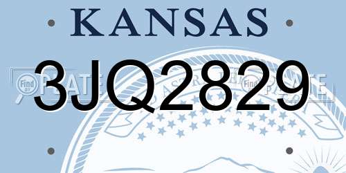 3JQ2829 Kansas License Plate