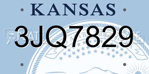 3JQ7829 Kansas License Plate