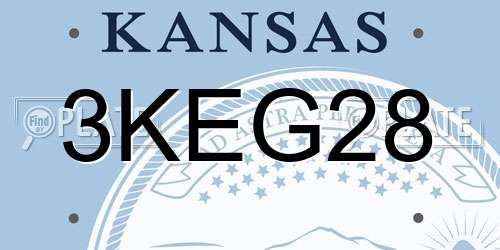 3KEG28 Kansas License Plate
