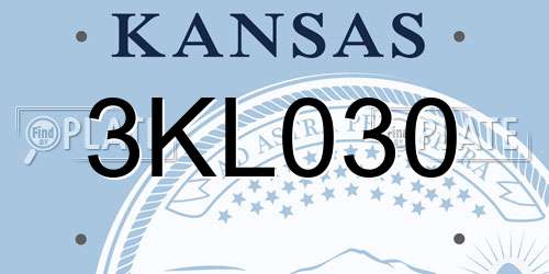 3KL030 Kansas License Plate