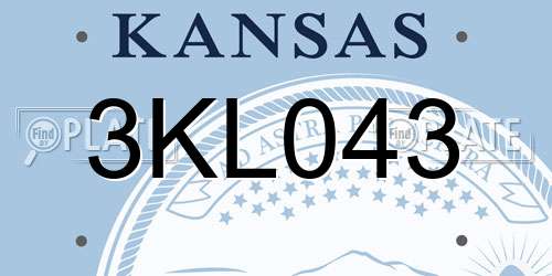 3KL043 Kansas License Plate
