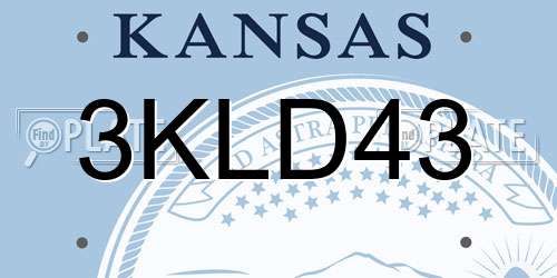 3KLD43 Kansas License Plate