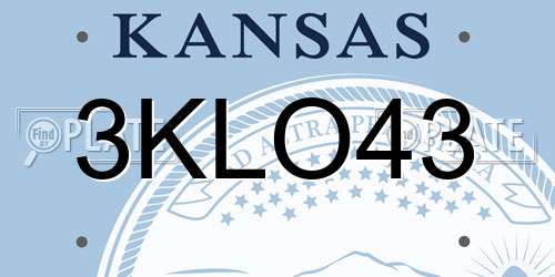 3KLO43 Kansas License Plate