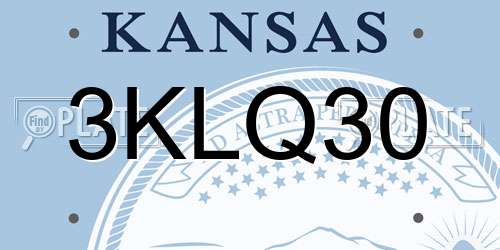 3KLQ30 Kansas License Plate