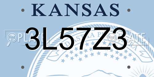 3L57Z3 Kansas License Plate
