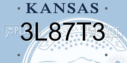 3L87T3 Kansas License Plate