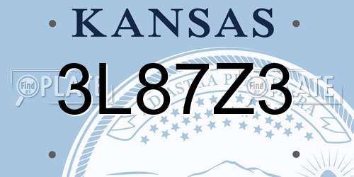 3L87Z3 Kansas License Plate