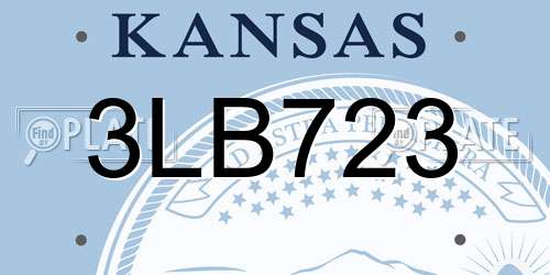 3LB723 Kansas License Plate