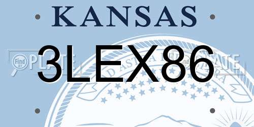 3LEX86 Kansas License Plate