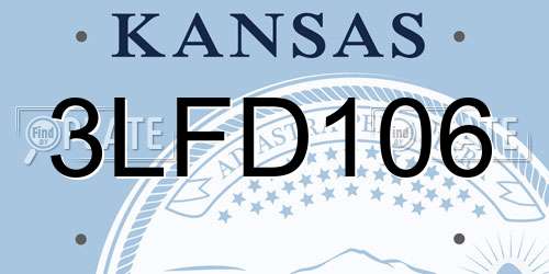 3LFD106 Kansas License Plate